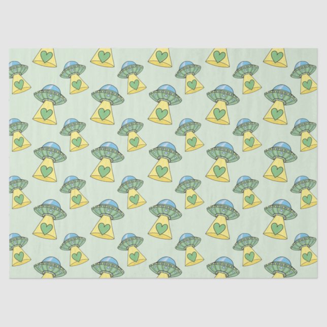Cute Green UFO Pattern Tissue Paper (Front)