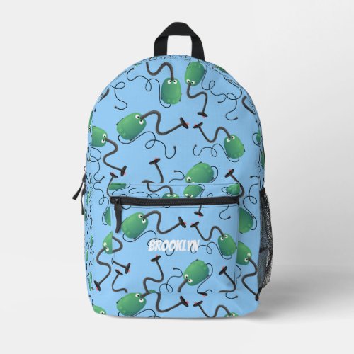 Cute green vacuum cleaner cartoon pattern printed backpack