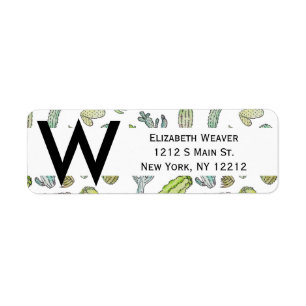 Cute Green Watercolor Paint Summer Cactus Pattern Label