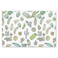 Cute Green Watercolor Paint Summer Cactus Pattern Tissue Paper