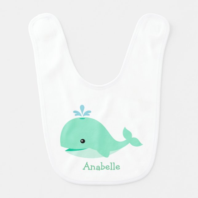 Cute Green Whale Bib (Front)