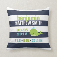 Cute Green Whale Decorative Nursery Throw Pillow