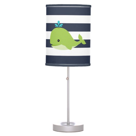 Cute Green Whale Nursery Table Lamp (Front)