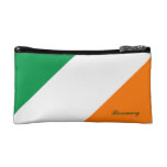 Cute Green White Orange Stripes Cosmetic Bag at Zazzle