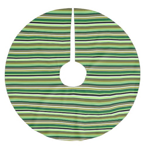 Cute green white stripes brushed polyester tree skirt