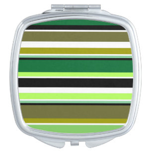 Cute green white stripes compact mirror