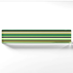 Cute green white stripes desk name plate