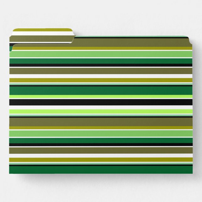 Cute green white stripes file folder (Front Left)