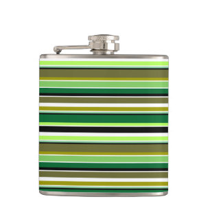 Cute green white stripes flask