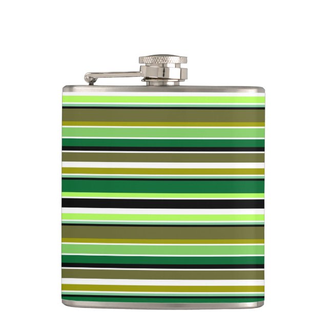 Cute green white stripes flask (Front)
