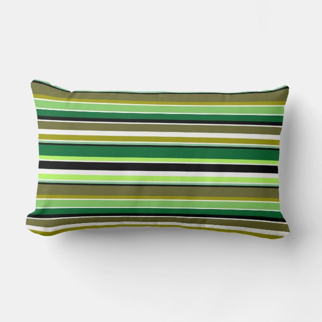 Cute green white stripes lumbar pillow (Front)