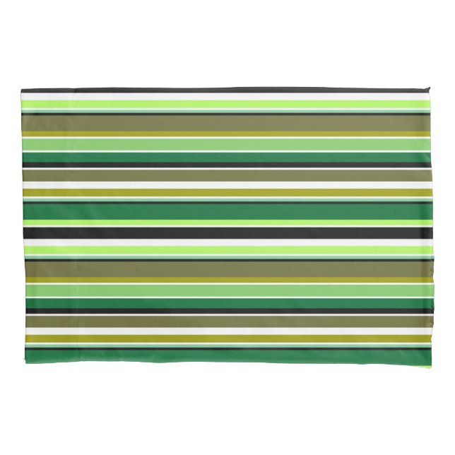 Cute green white stripes pillow case (Front-Left)