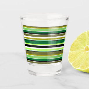 Cute green white stripes shot glass