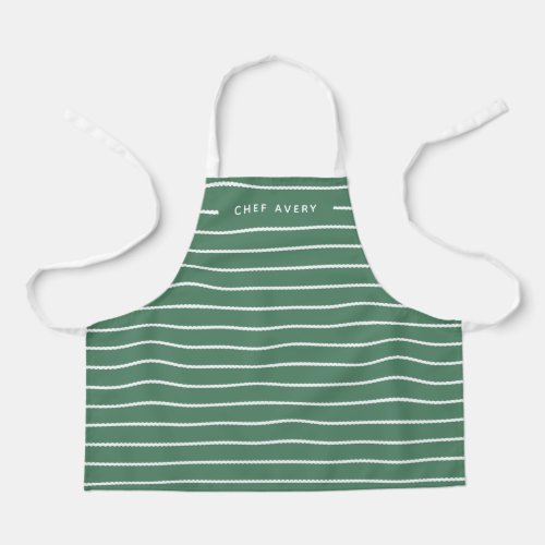 Cute green white stripes simple fun holiday apron