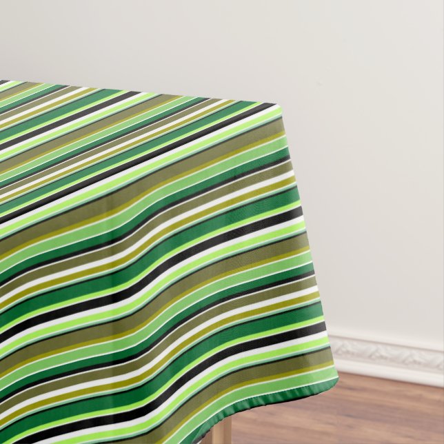 Cute green white stripes tablecloth (In Situ)