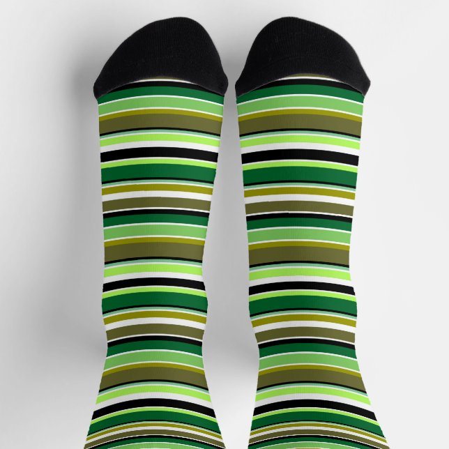 Cute green white stripes throw pillow socks (Top)