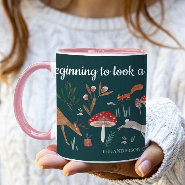 Cute Green Woodland Animals Christmas  Mug (Cute Green Woodland Animals Christmas Mug)