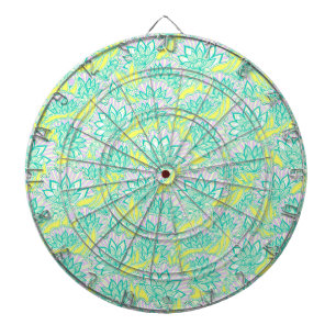Cute green yellow floral pattern dart board