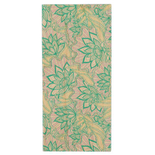 Cute green yellow floral pattern wood flash drive
