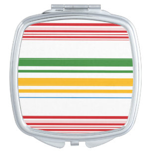 Cute green yellow stripes compact mirror
