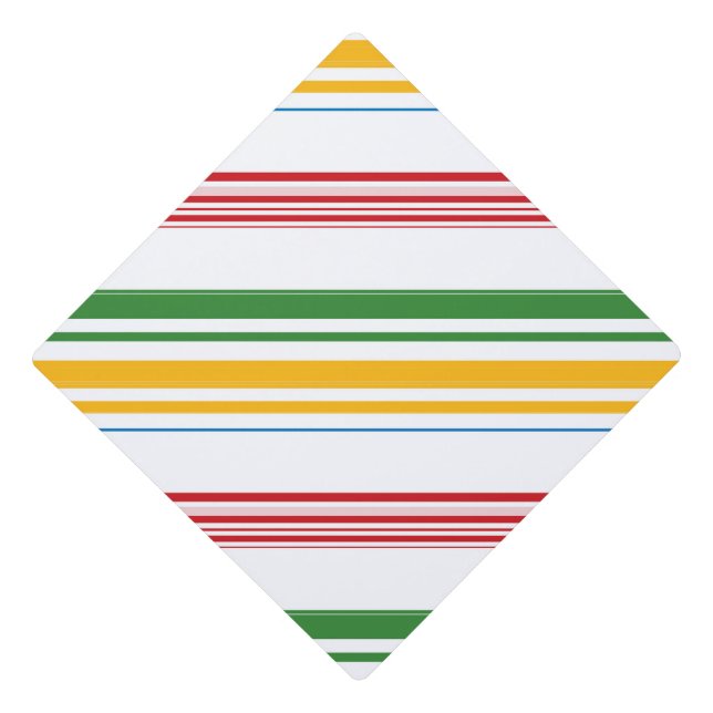 Cute green yellow stripes graduation cap topper (Front)