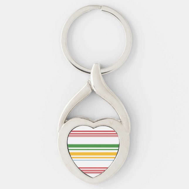 Cute green yellow stripes keychain (Front)