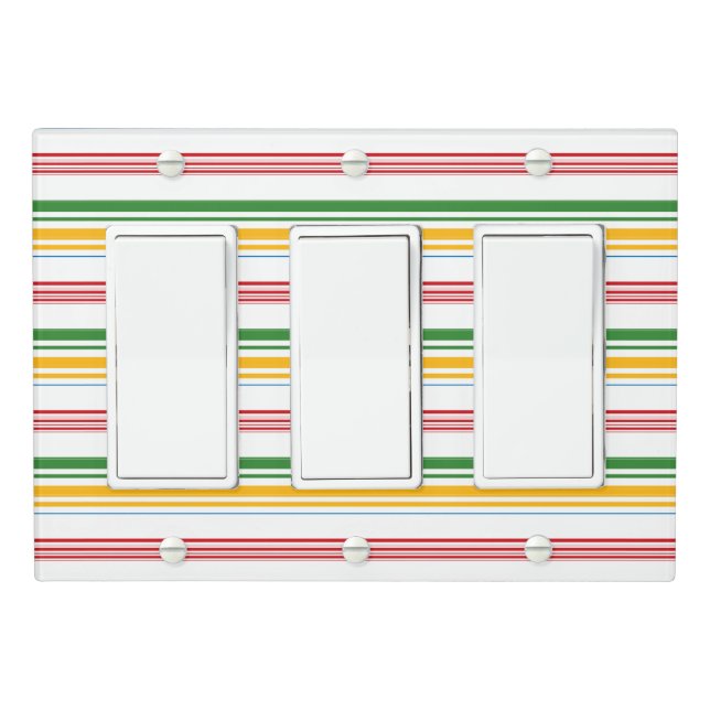 Cute green yellow stripes light switch cover (In Situ)
