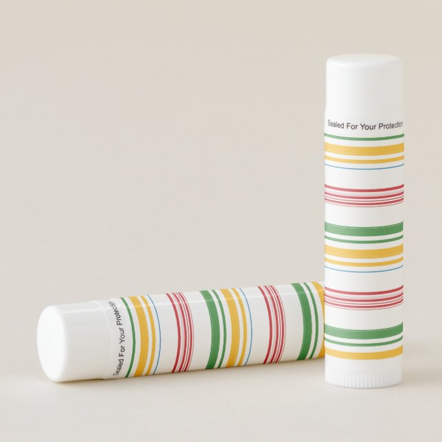 Cute green yellow stripes lip balm (Front)