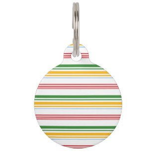 Cute green yellow stripes pet ID tag