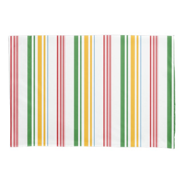 Cute green yellow stripes pillow case (Front-Left)