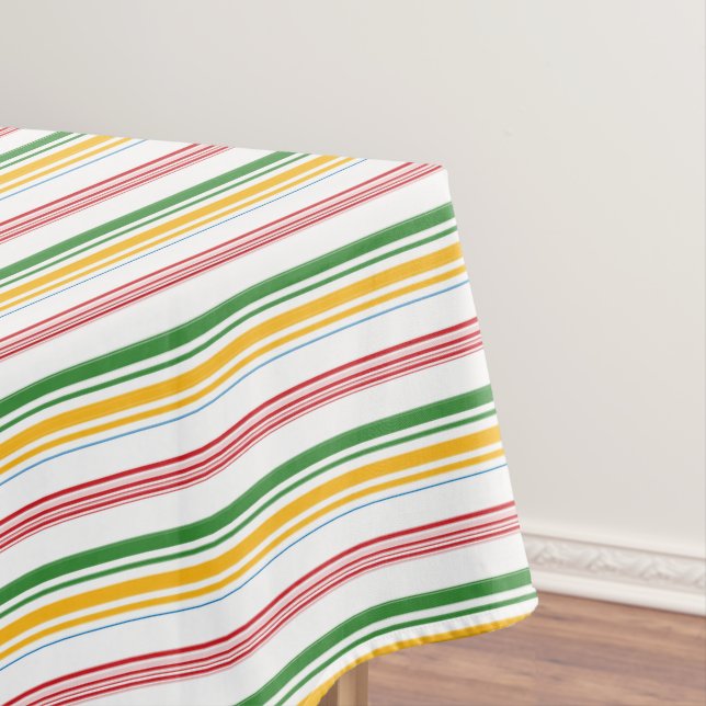 Cute green yellow stripes tablecloth (In Situ)