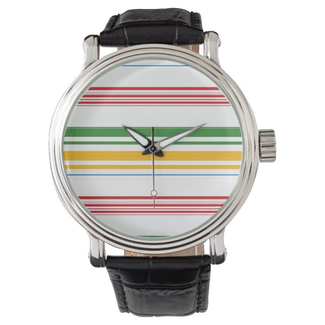Cute green yellow stripes watch (Front)