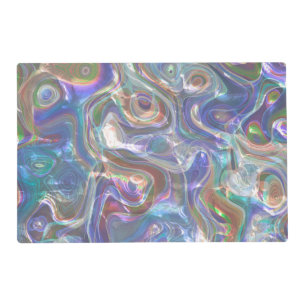 Cute Greenery Blue Abstract Marble Pattern Placemat