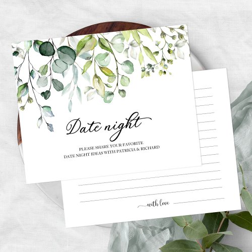 Cute Greenery Bridal Shower Date Night Jar Cards