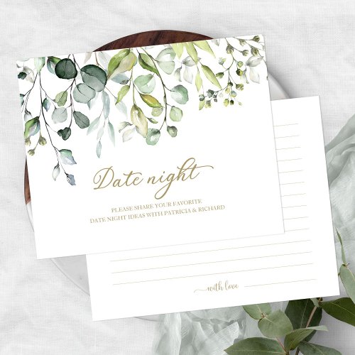 Cute Greenery Bridal Shower Date Night Jar Cards