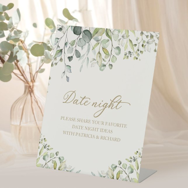 Cute Greenery Bridal Shower Date Night Jar Sign (Creator Uploaded)