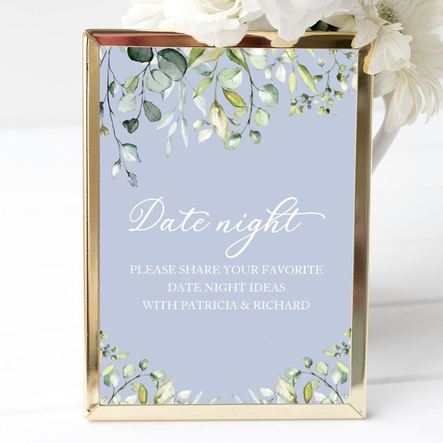 Cute Greenery Bridal Shower Date Night Jar Sign (Creator Uploaded)