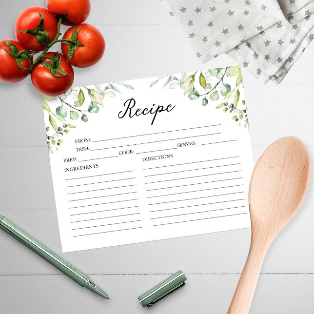 Cute Greenery Bridal Shower Recipe Cards (Creator Uploaded)