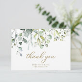 Cute Greenery Bridal Shower Thank You Card (Standing Front)
