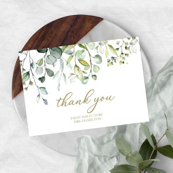 Cute Greenery Bridal Shower Thank You Card by StampsbyMargherita at Zazzle