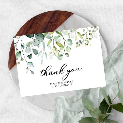 Cute Greenery Bridal Shower Thank You Card