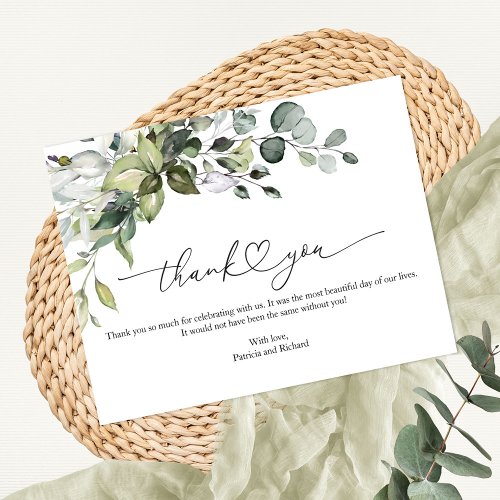 Cute Greenery Calligraphy Thank You