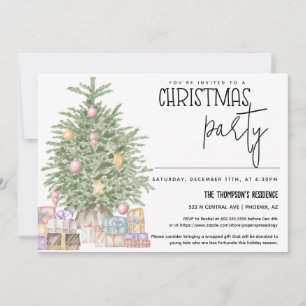 Cute Greenery Christmas Party Holiday Tree Gift Invitation