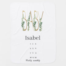 Cute Greenery Elegant Slogan Baby Milestone