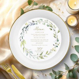 Cute Greenery Eucalyptus Bridal Shower Circle Menu Invitation