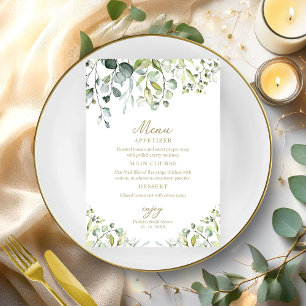 Cute Greenery Eucalyptus Bridal Shower Menu Invitation