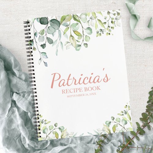Cute Greenery Eucalyptus Bridal Shower Recipe Book