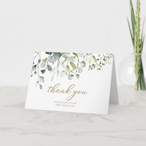 Cute Greenery Eucalyptus Bridal Shower Thank You C Card