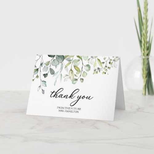 Cute Greenery Eucalyptus Bridal Shower Thank You Card