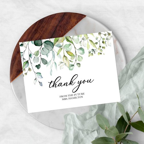Cute Greenery Eucalyptus Bridal Shower Thank You Postcard